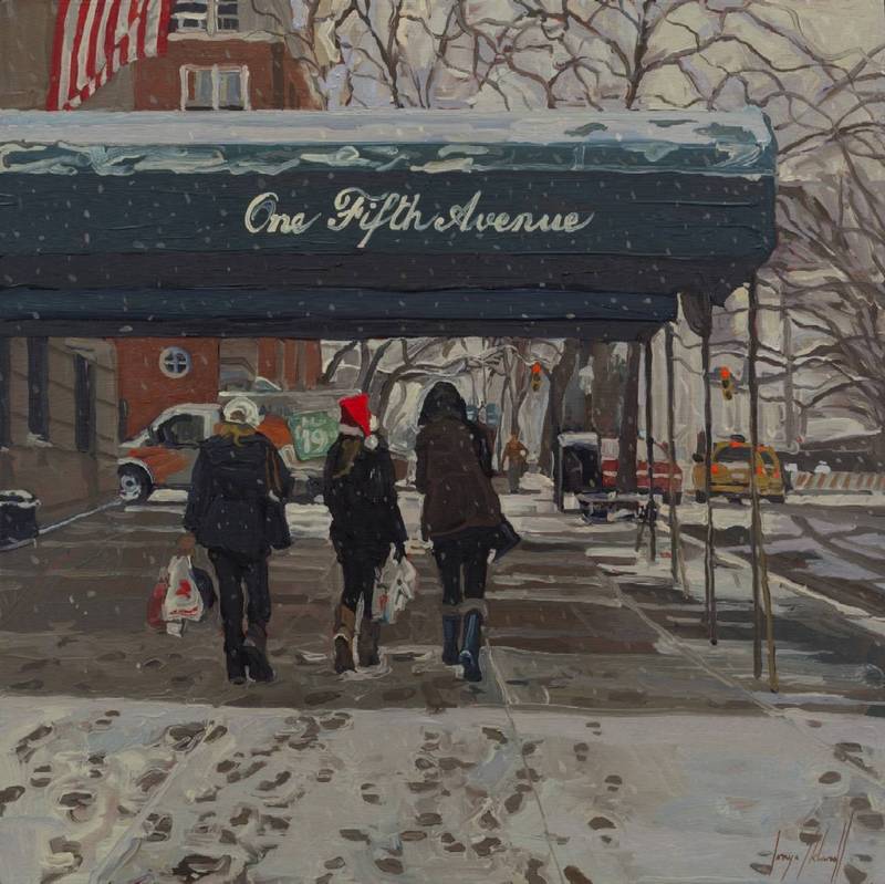 SONYA SKLAROFF - Snow on Fifth Avenue - 20 x 20